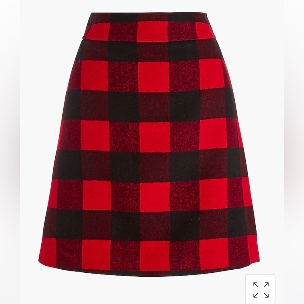 NWT J. Crew Skirt Buffalo Plaid Red Black Wool A Line Holiday Knit Sweater Boot